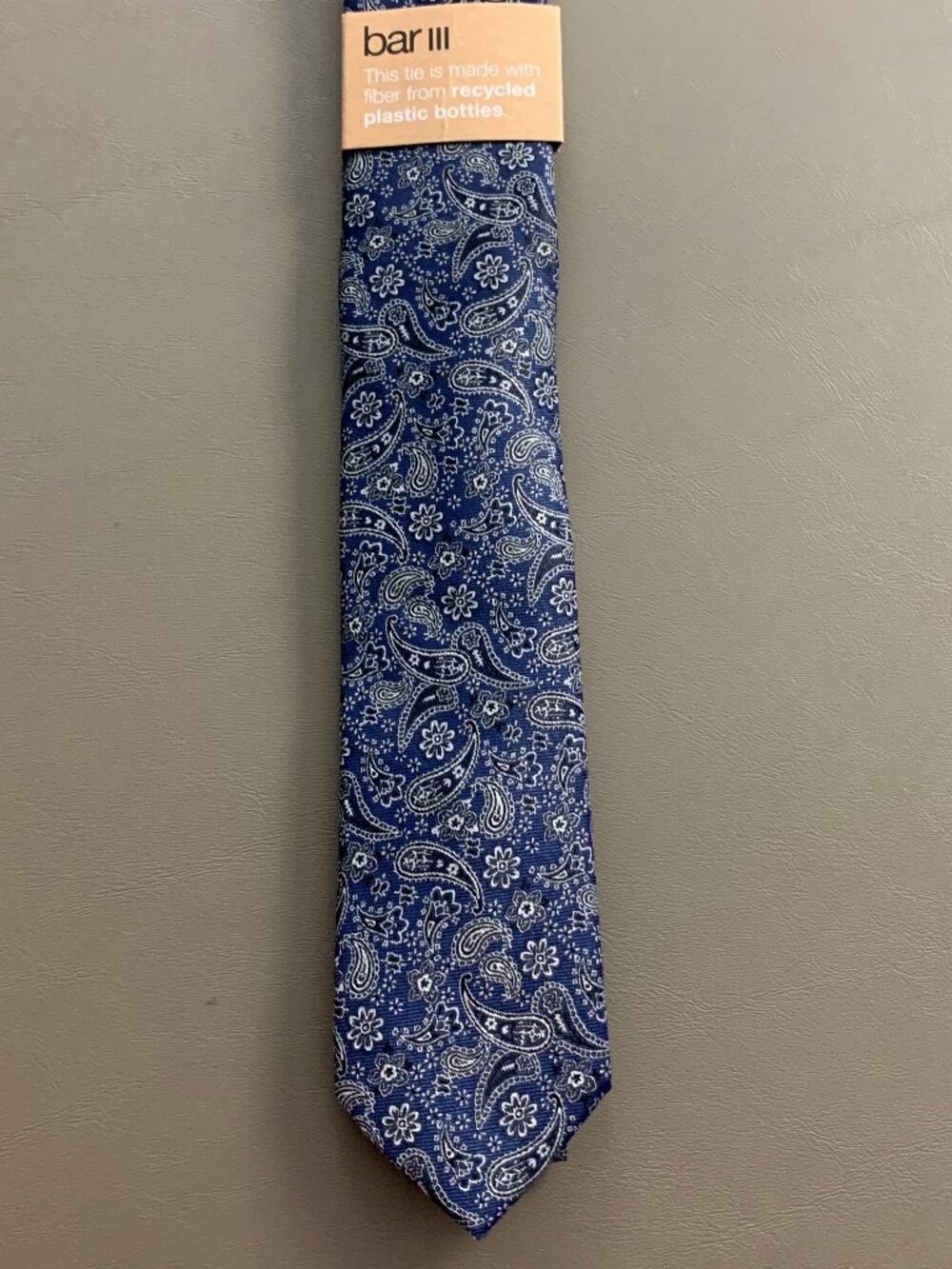 Bar III Men's Skinny Oakland Paisley 2.5'' Polyester Neck Tie, Blue, One Size